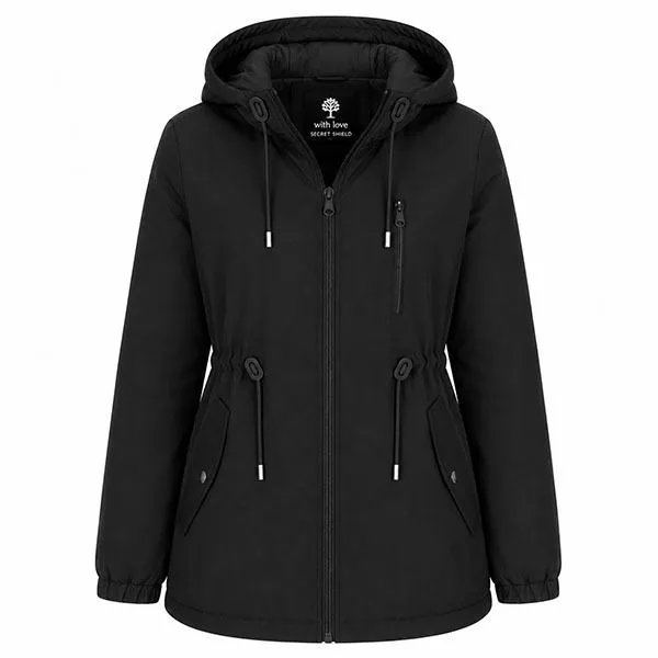 Secret Shield Storm Guard Women's Windbreaker Parka Jacket - Black