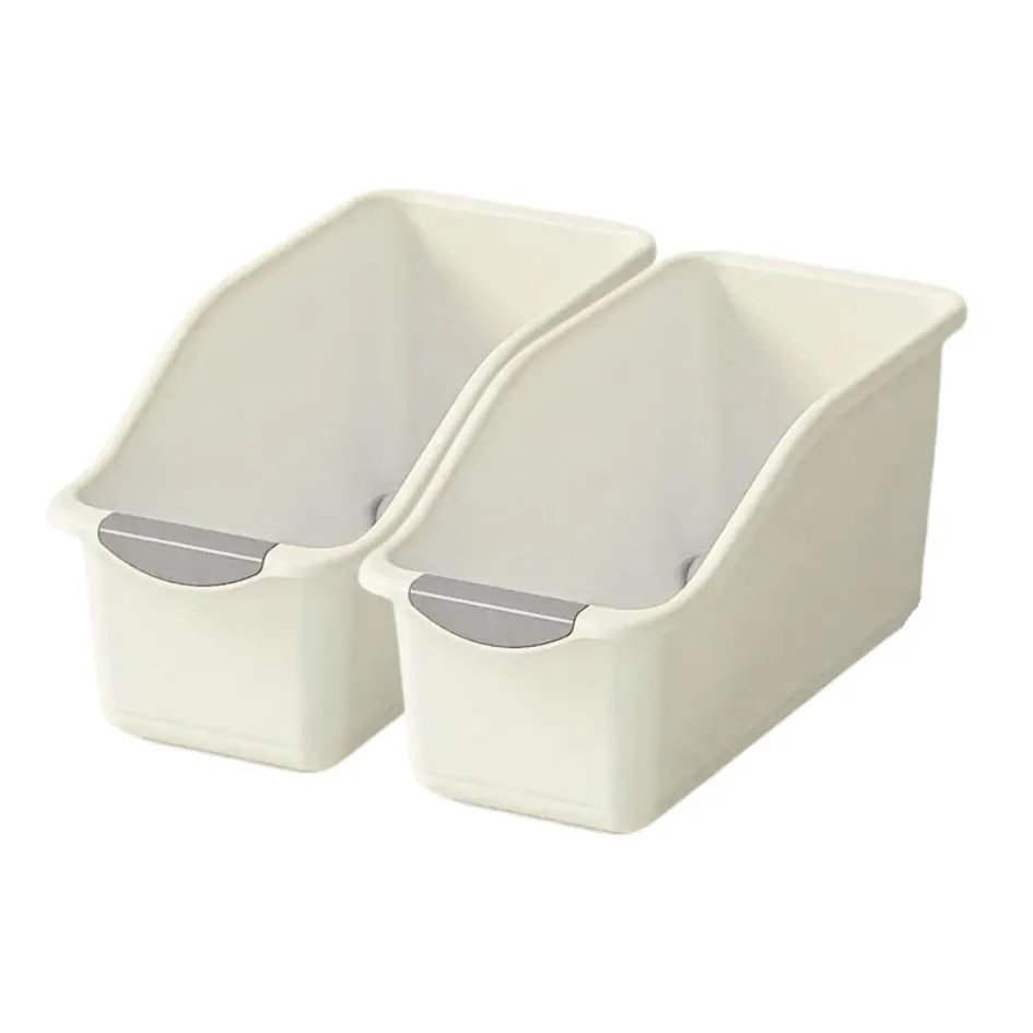 Bestby- 2pcs Storage Bin Organizers with Wheels & Easy-Access Top Opening - Off-white