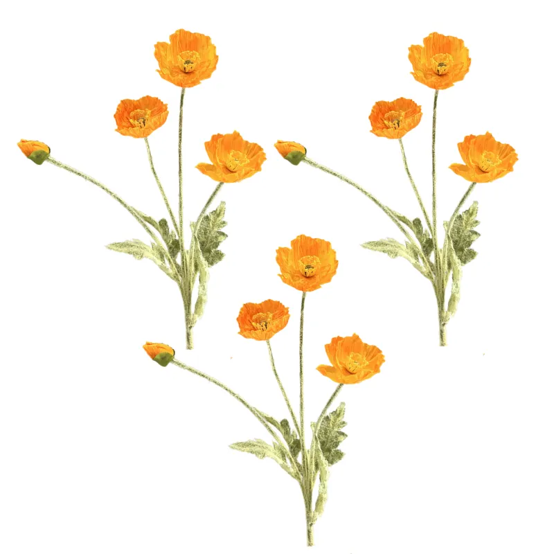 3 Piece Yellow-Orange Artificial Flower Bouquet - Aesthetic Mini Blooms