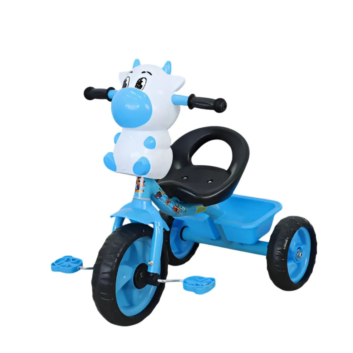 Kids Tricycle Bike - with Rear Storage Basket - Fun Baby Ride-On - Blue, Black