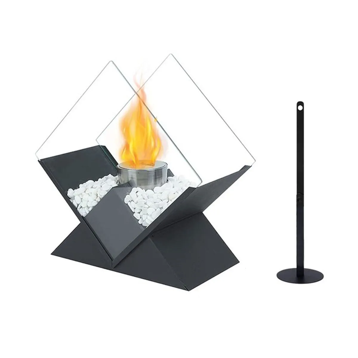 Portable Ventless Fireplace - Bio Ethanol Tabletop Fire Pit Bowl - Black