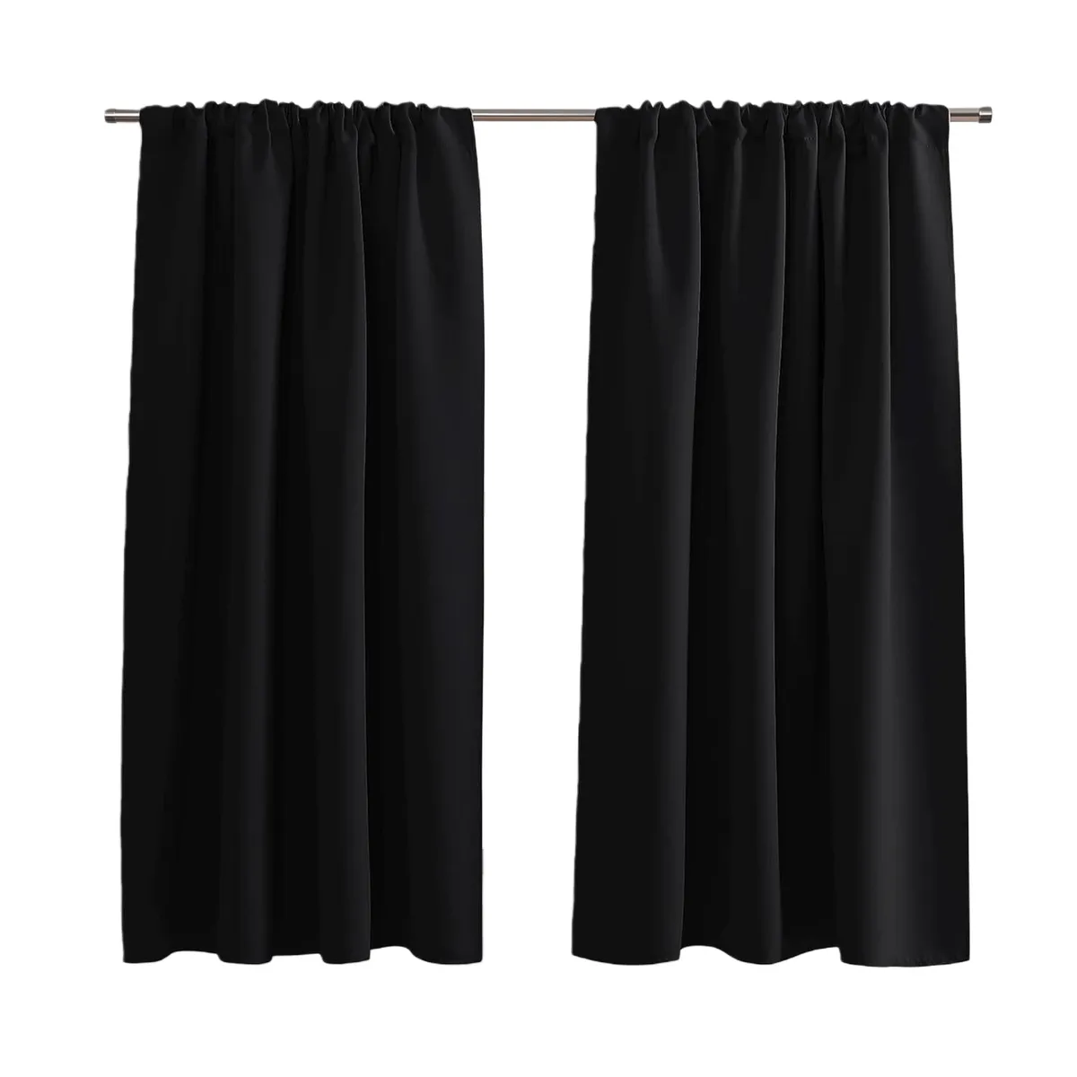 Black Energy-Saving Blackout Curtains for Bedrooms and Kitchens