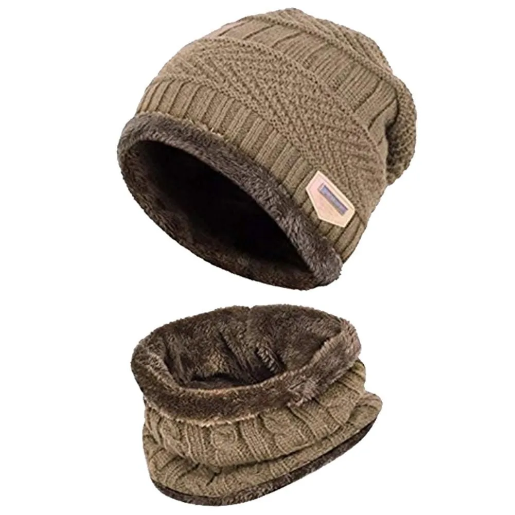 Winter Beanies with Neck Warmers - Brown