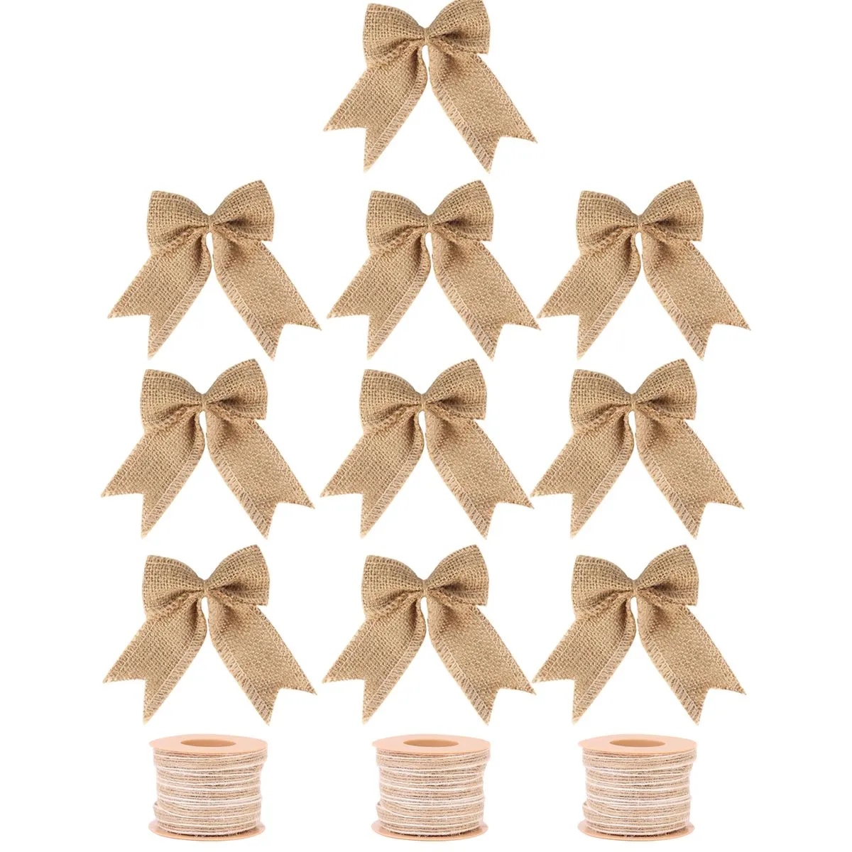 Festival Decor 13 PCs Burlaps Bows & Hemp Rope Kit