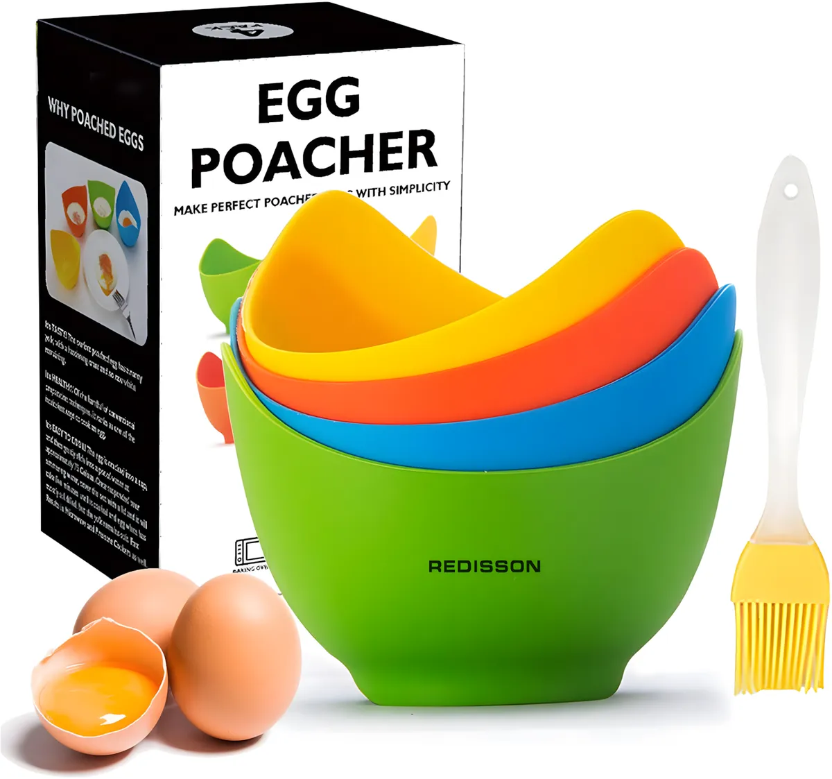 Food Grade Silicone Egg PoacherSilicone Egg Poacher Set with Egg Timer.