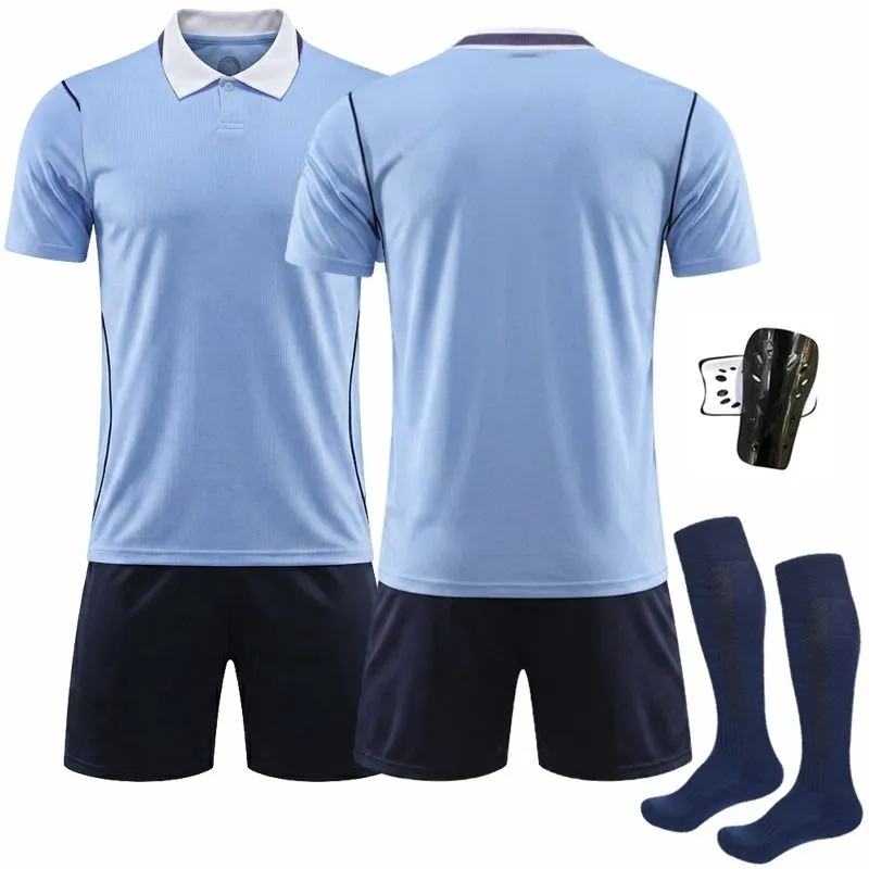 4 Pieces Boys Soccer Jersey Set For Uruguay - Blue/Black