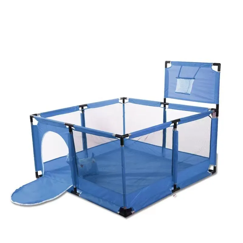 Square children's indoor safety protection game fence-126x126cm - Blue
