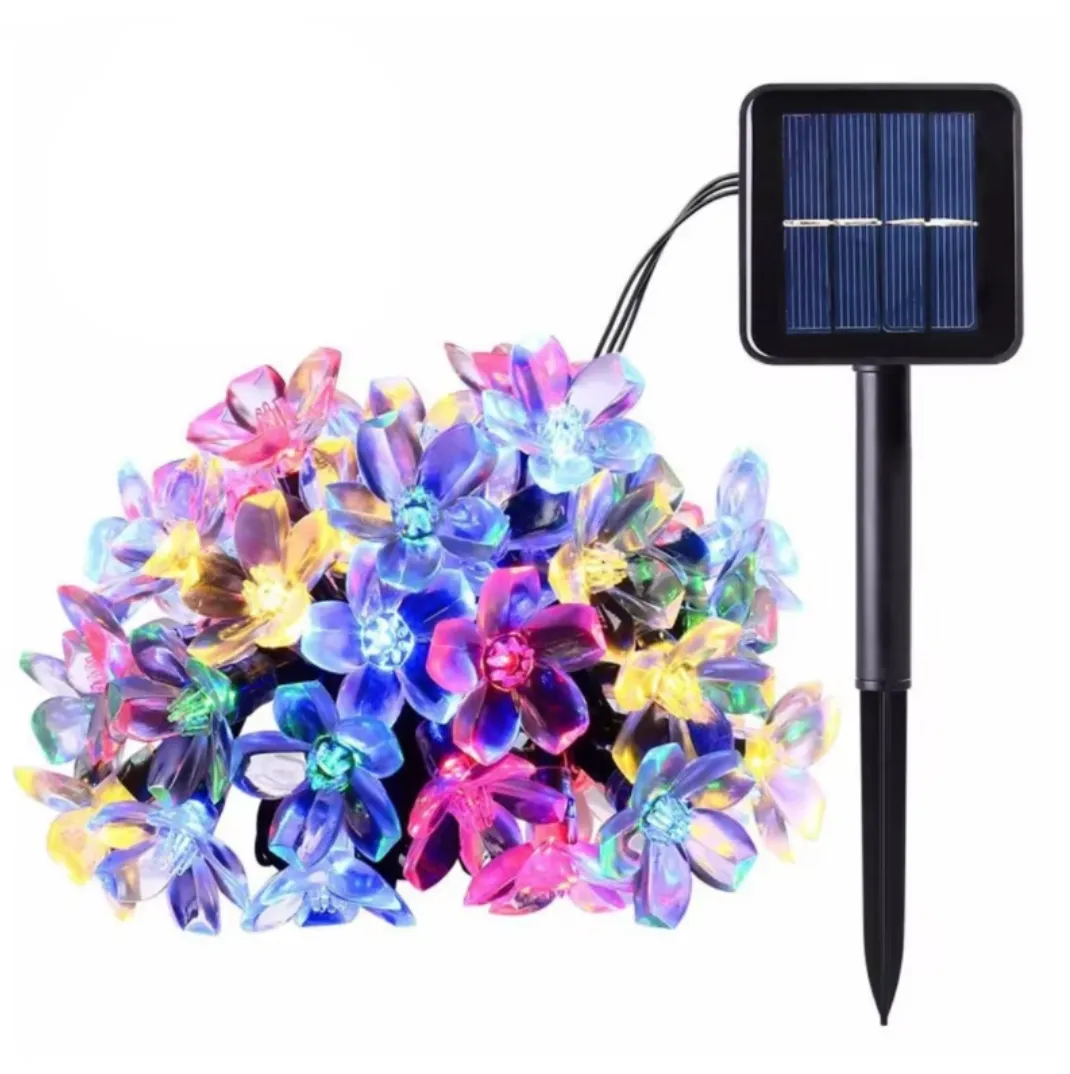 12M 100 LEDs Solar Flower String Lights 8 Modes String Lights For Garden - Multicolour