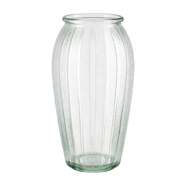26cm Glass Embossed Textured Vase - Transparent