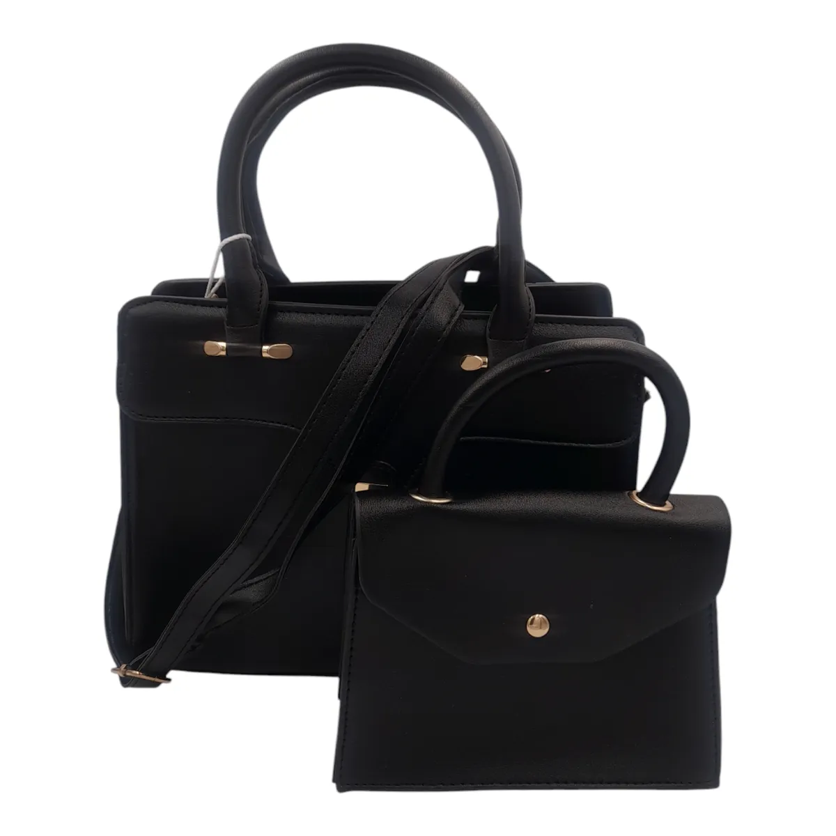 Women's Classy Medium Everyday Handbags Ladies Tote Shoulder Bag with Strap - Black
