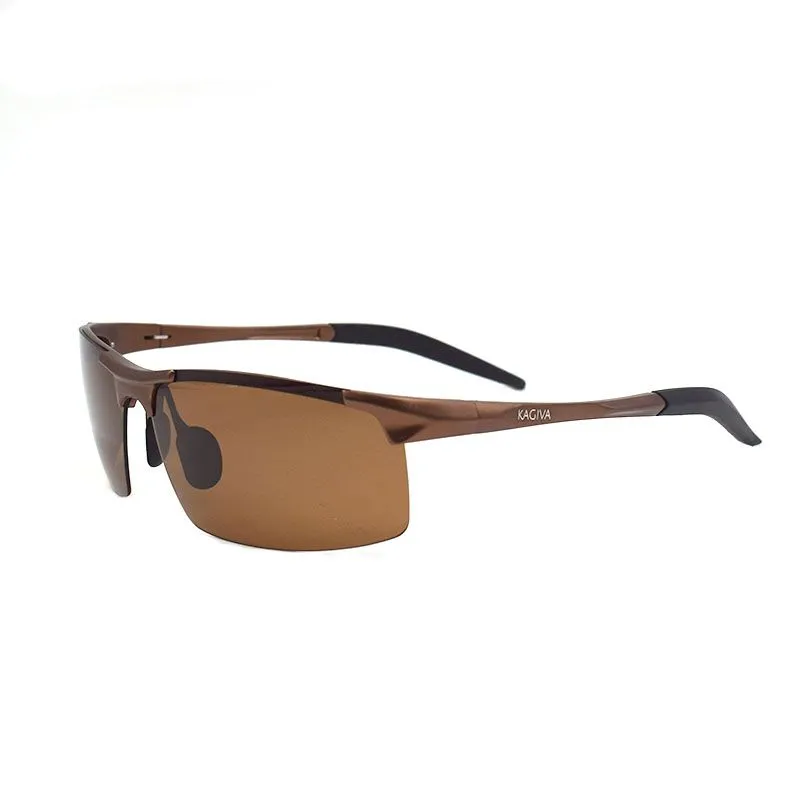 Kagiva's Designer Outdoor Driving Polarized Mens Sunglasses - Brown