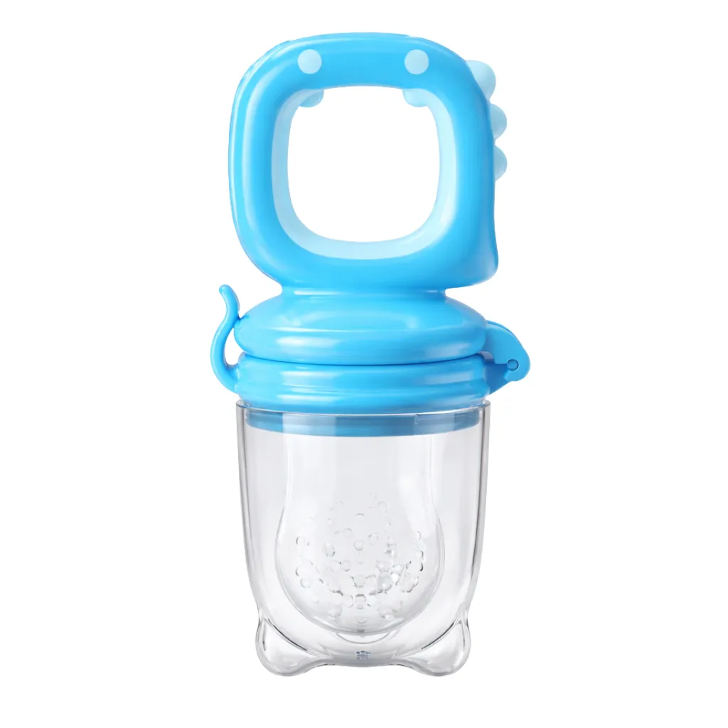 3 Piece - Small Baby Silicone Fruit Teether With Safety Lock Handle - Blue
