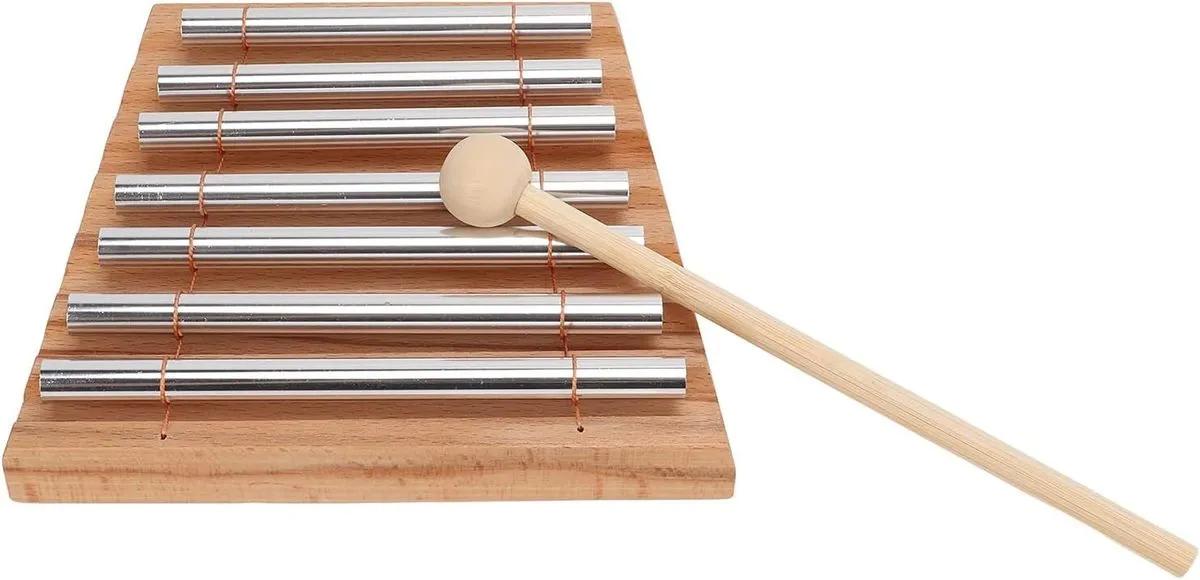 7 Tone Beech and Metal Energy Chime with Mallets Great Aid for Children's