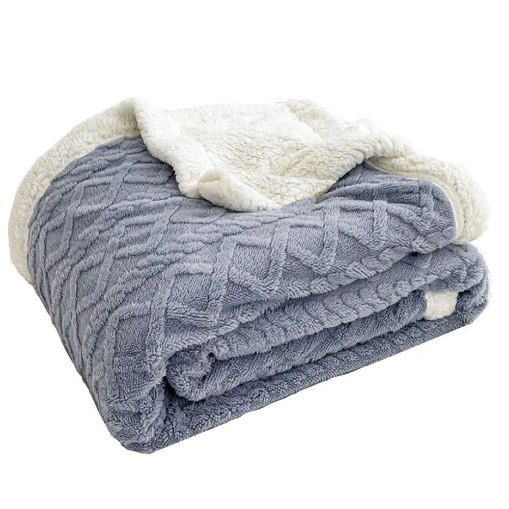 Polyester Geometric All Blanket Fleece Blanket - Blue