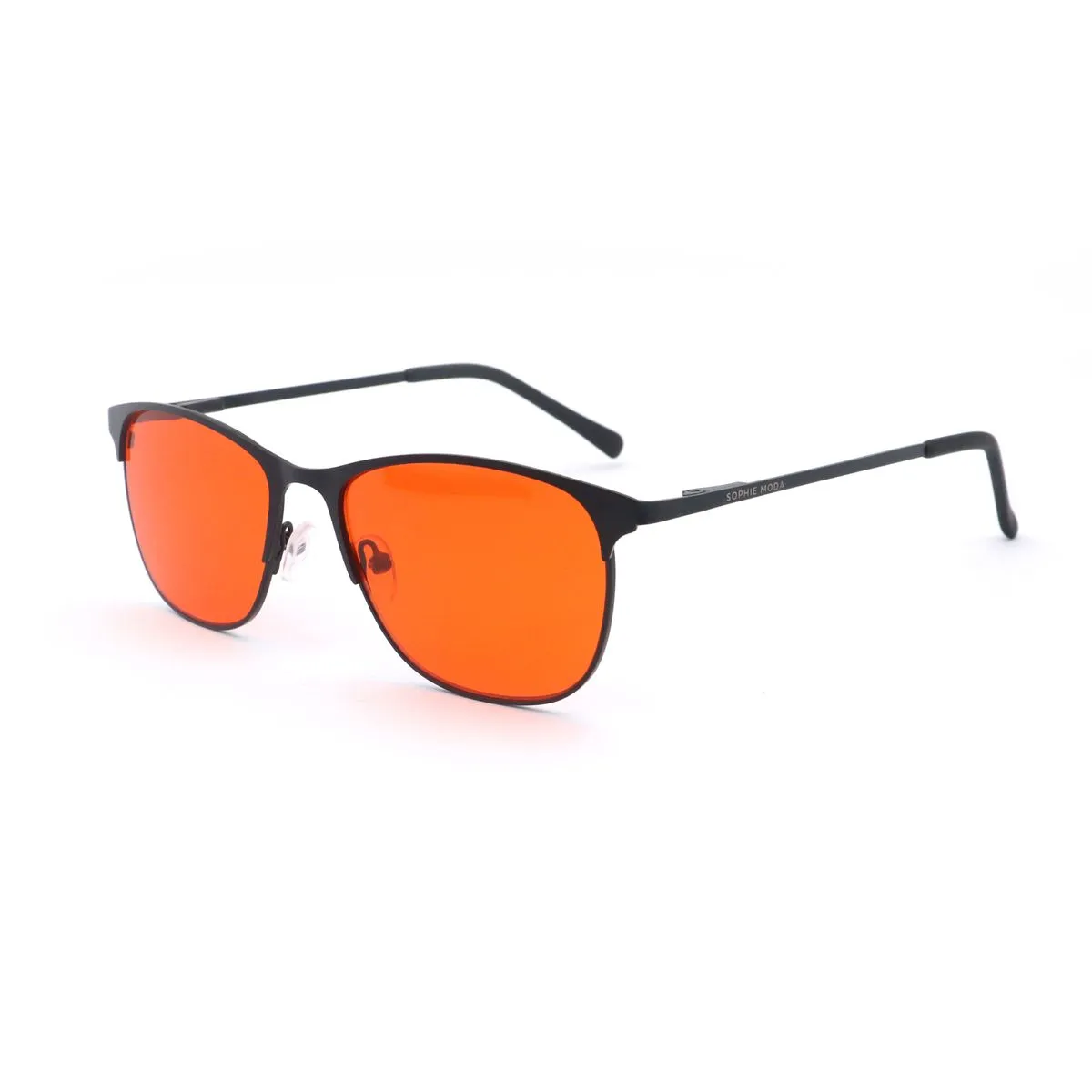 Sophie Moda Glasses: 98% Anti-Blue Light Night Sleep Red - Verge - Black