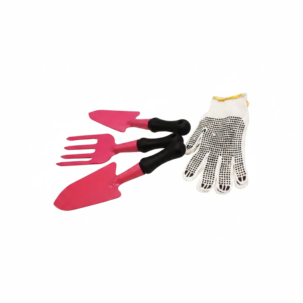 MTS 3 Piece Pink Garden Hand Tool Set with Gloves
