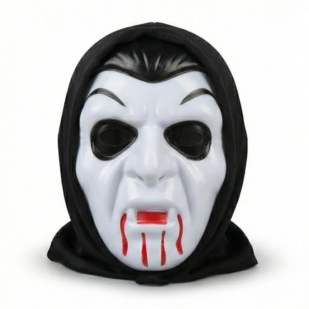 White Vampire Face Mask with Blood Drips for Halloween Costumes