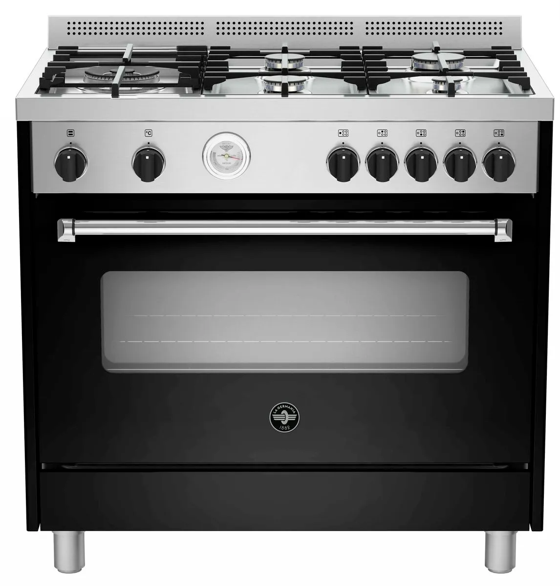 La Germania Americana 90cm Full Gas Stove 5 Burn Gas oven & Gas Grill Black