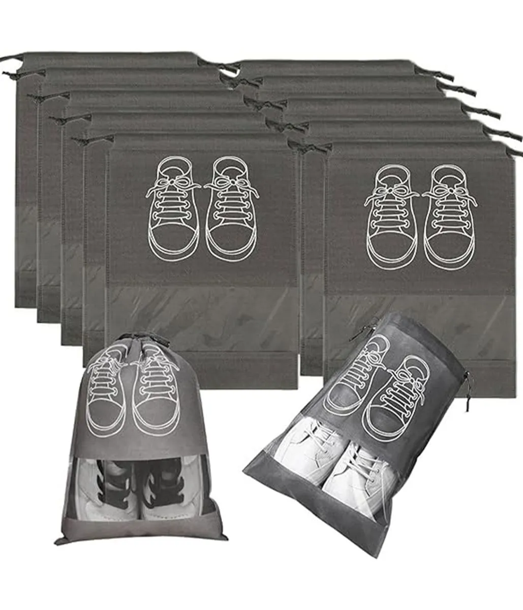 Shoe Storage Bags- Travel Moisture-Proof Drawstring Shoe Bags- 12-Pack