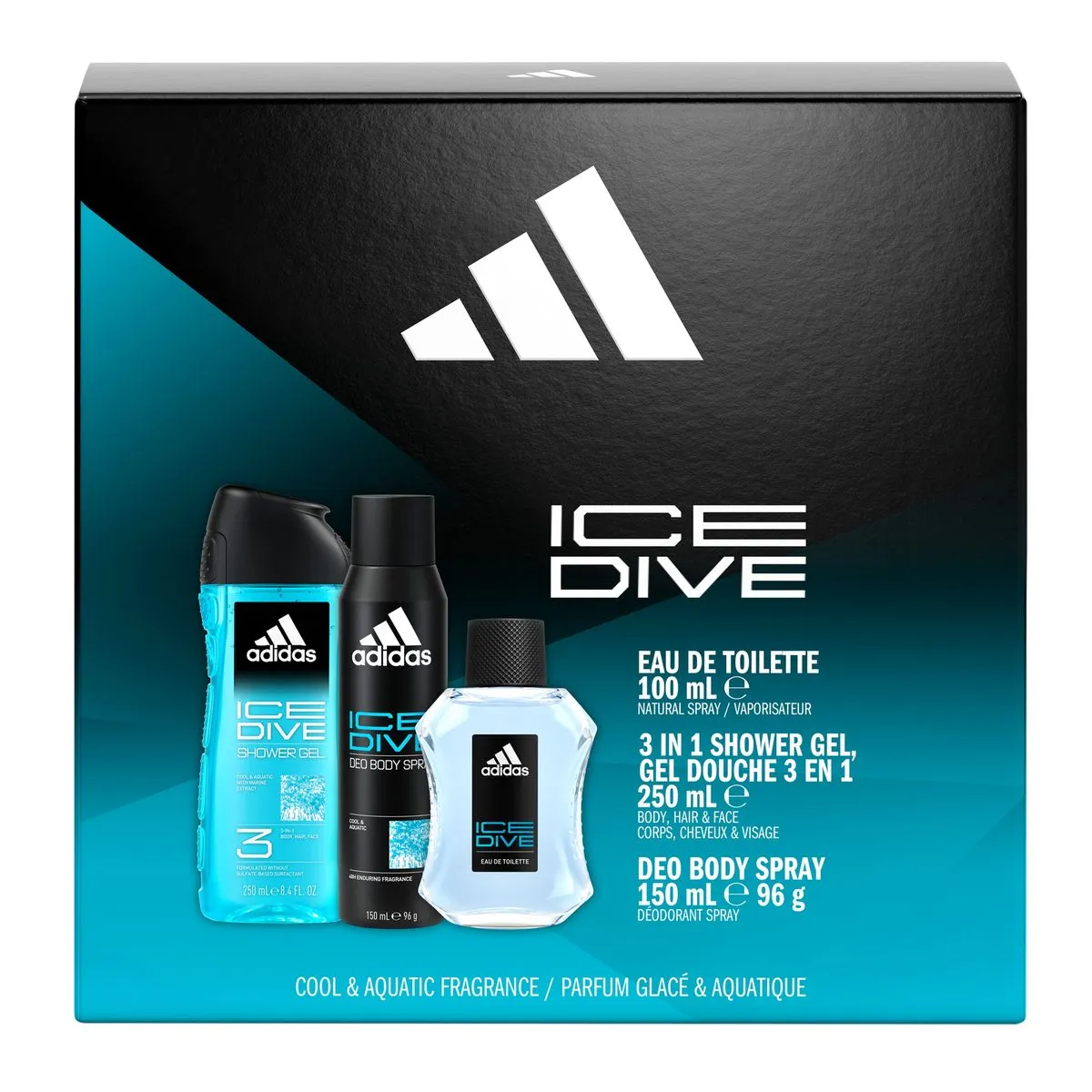 Adidas Ice Dive Edt100ml + 250ml + 150ml
