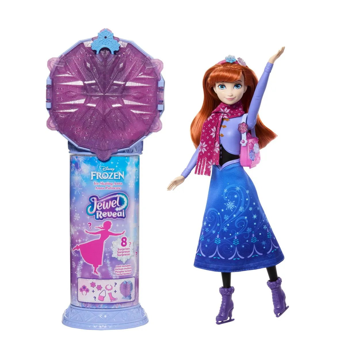 Disney Frozen Jewel Reveal Ice Skating Anna Fashion Doll