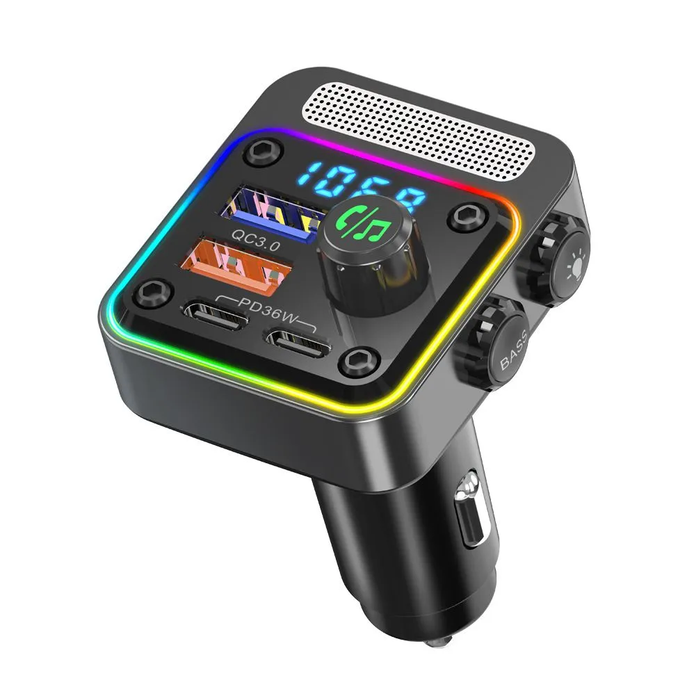 54W Bluetooth 5.3 Car Adapter, Wireless FM Transmitter PD36W & QC3.0 18W