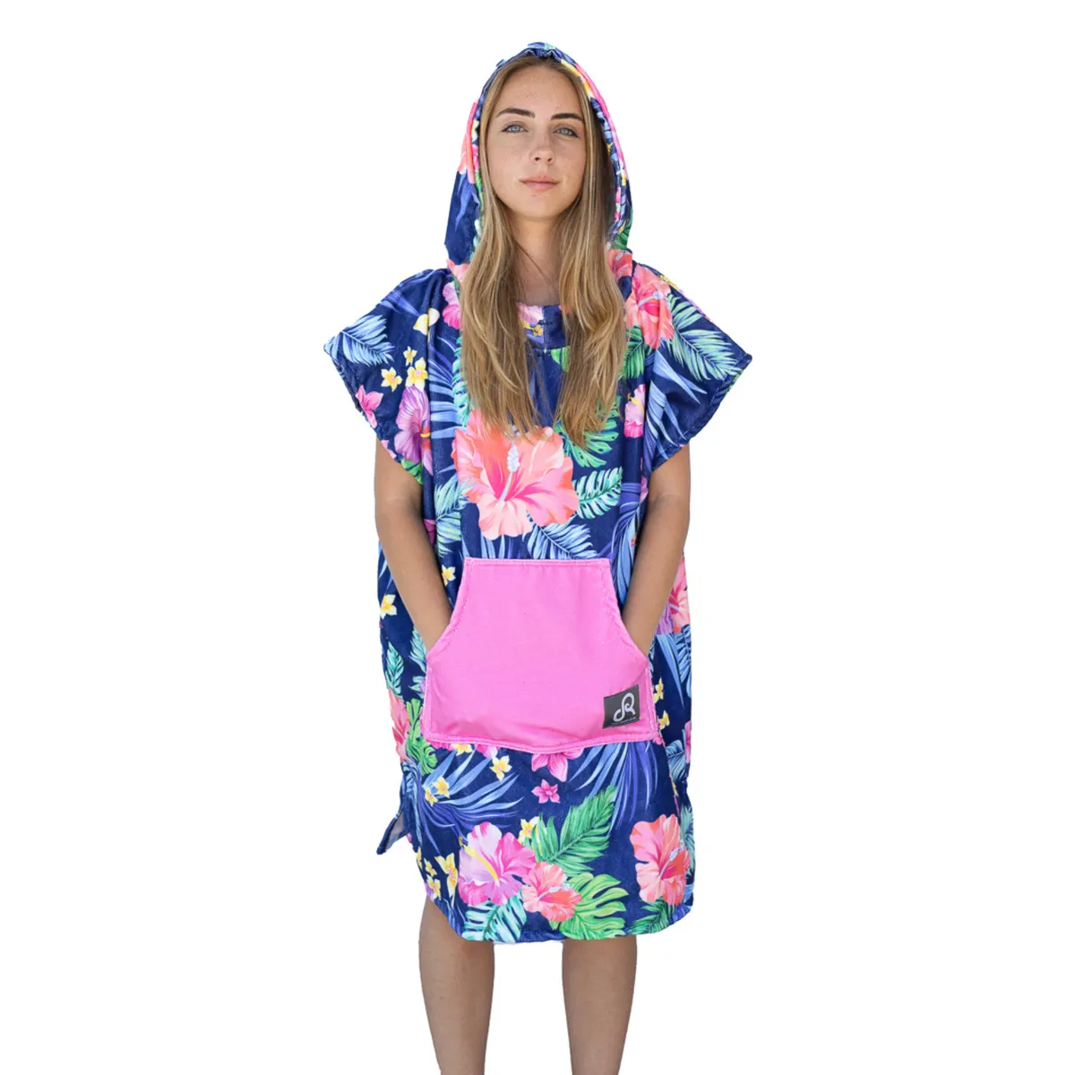 Neon Flowers Surf Swim Changing Poncho - Adult
