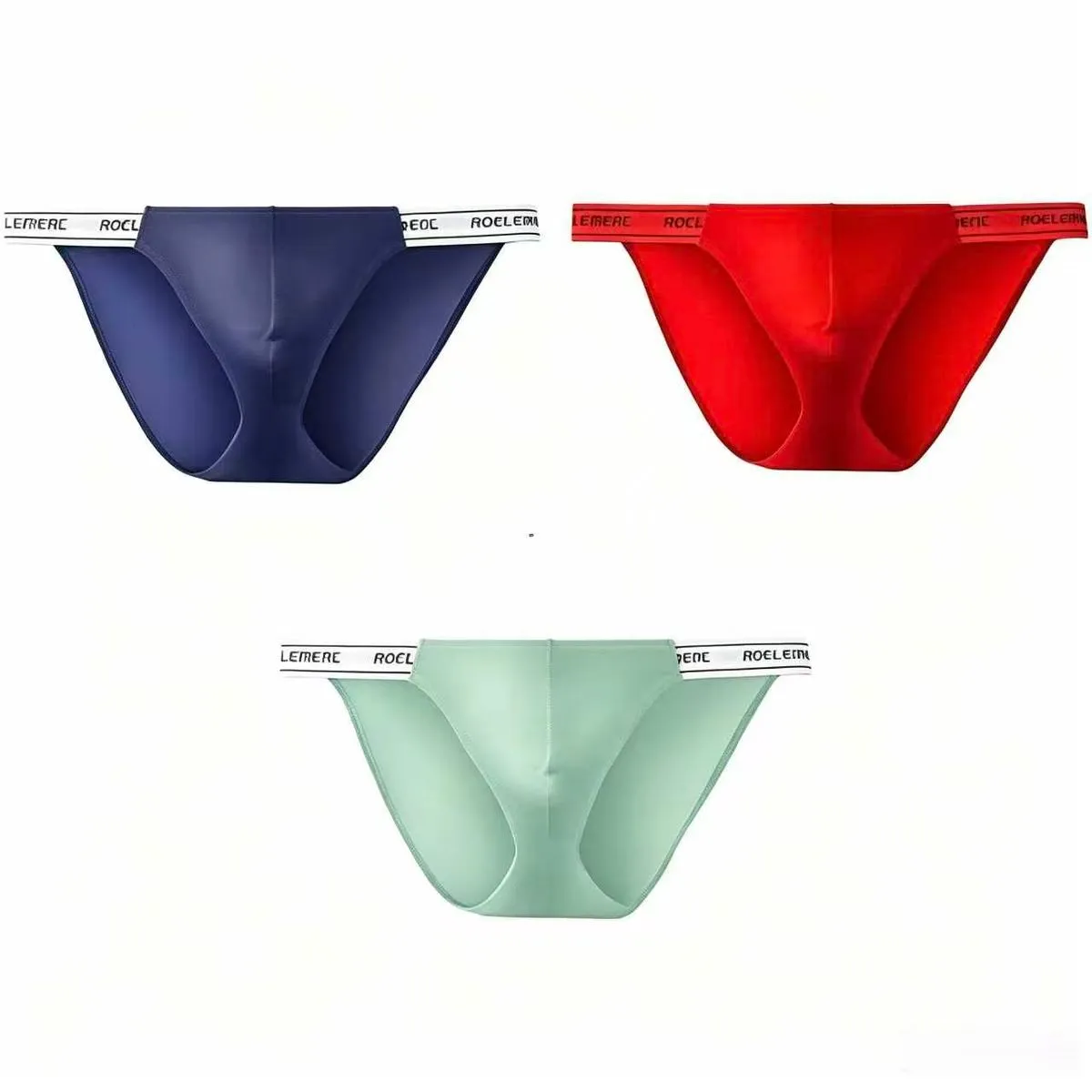 3-Pack Men's Ice Silk Bikini Briefs, Low-Rise Sports Trunks