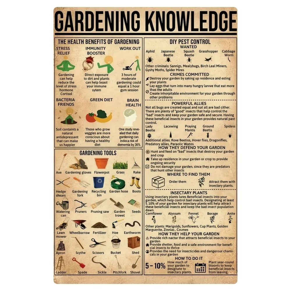 A4 Metal/Tin Poster - Gardening Knowledge | Funny Wall Art | Made in SA