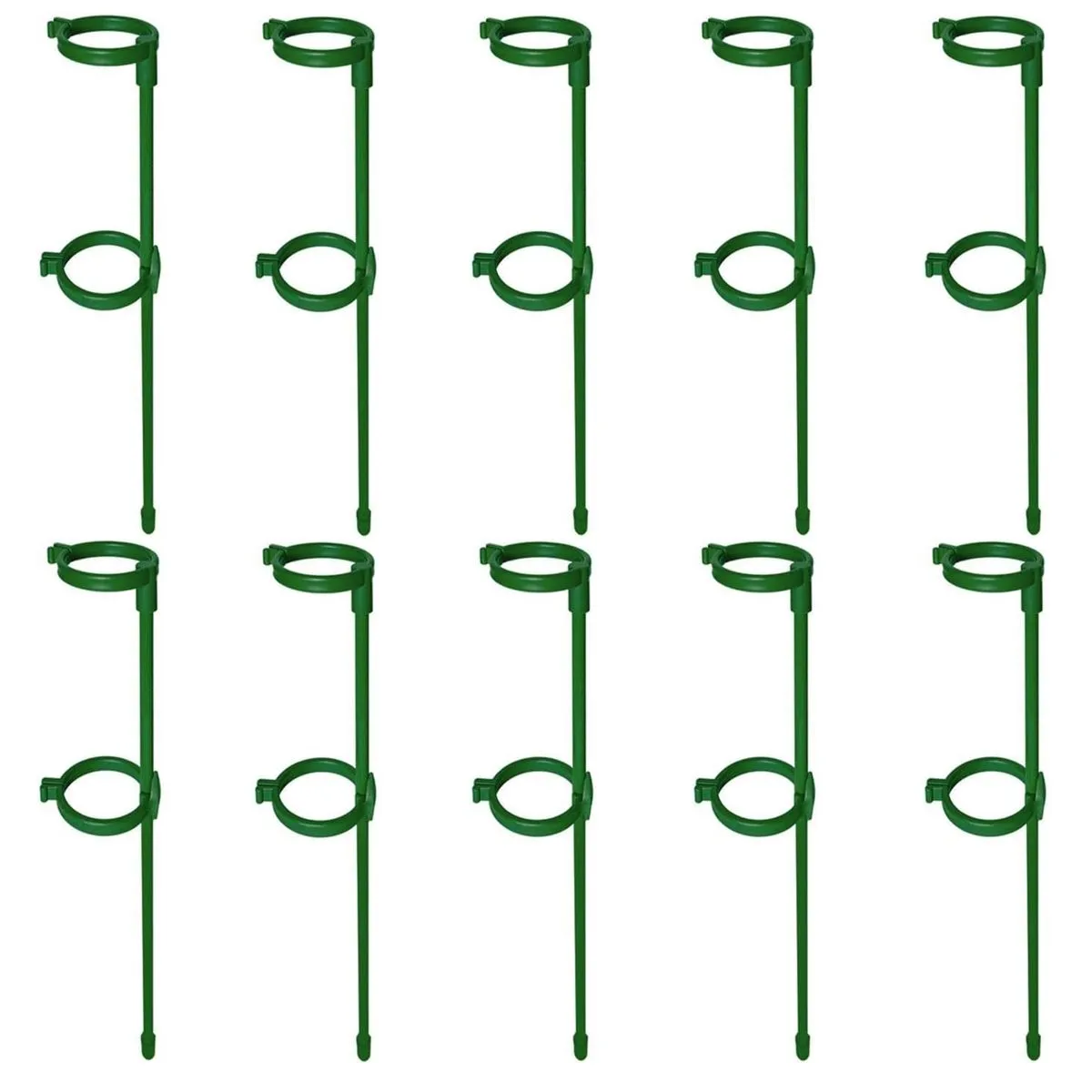 Plant Support Stakes with 20 Clips - Stem Support Rings - 10 Pack