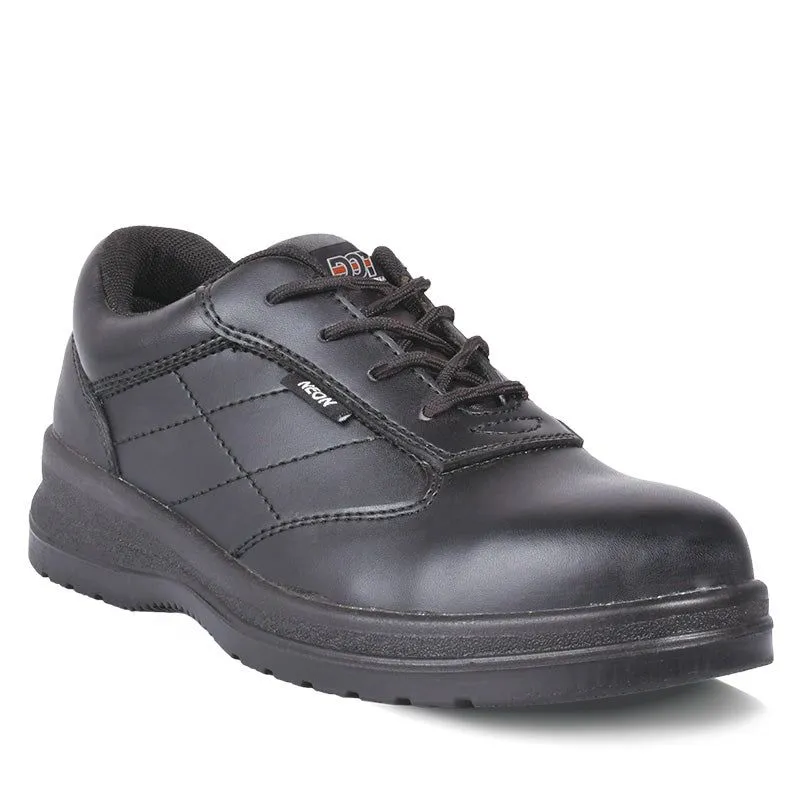 DOT Neon Oil/Acid Ladies Steel Toe Safety Shoe Leather Black