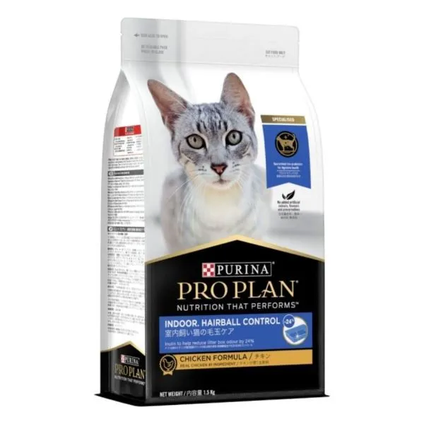 Purina Pro Plan Adult Indoor & Hairball Control Cat Food 1.5kg