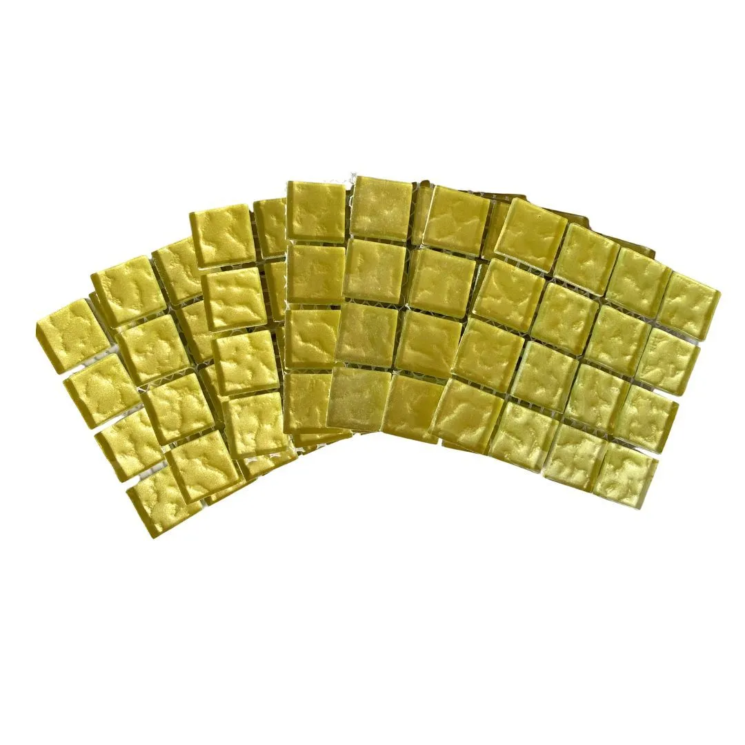 Mosaic Tiles Yellow Summer Sun Metallic Ripple 23x23mm (Craft Size Sheets)