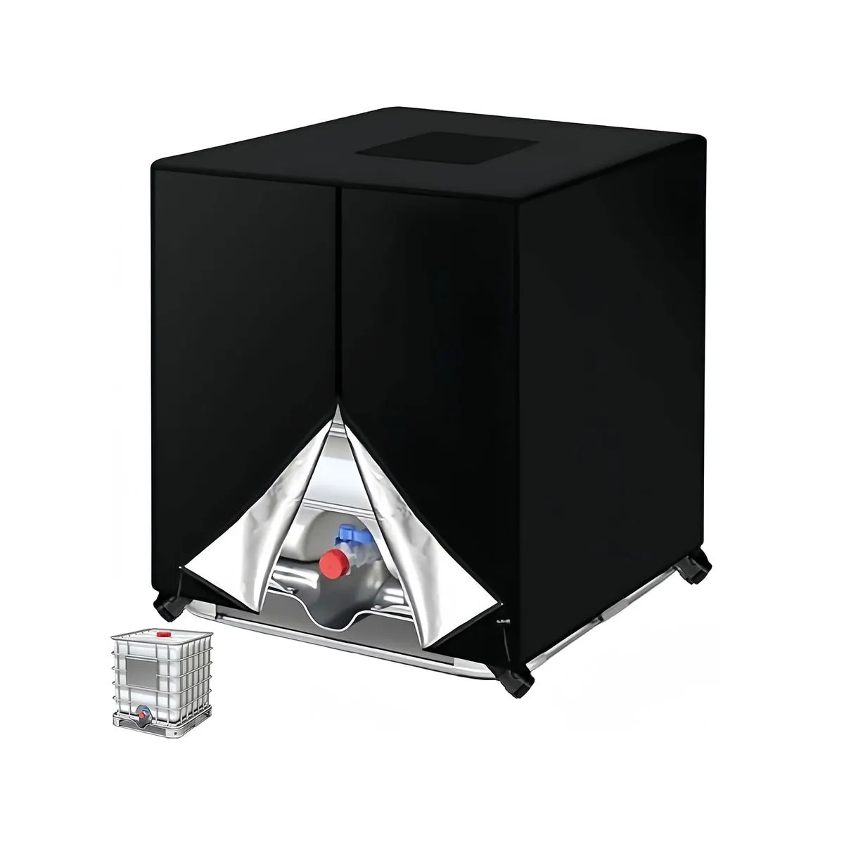 IBC Tank Cover 1000L Tote Cover Protecter for Outdoor Water Tanks - Black