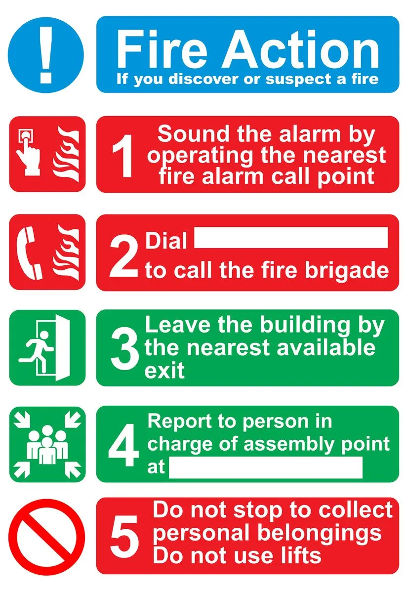 Fire Action If you discover or suspect a fire 60x80cm Sign.