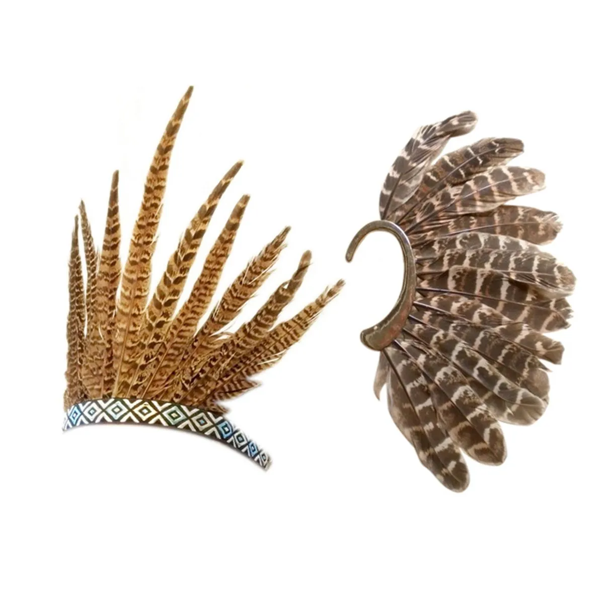 Feather Hair Band Tiara Bohemian Indian Gypsy Dance Show Headband