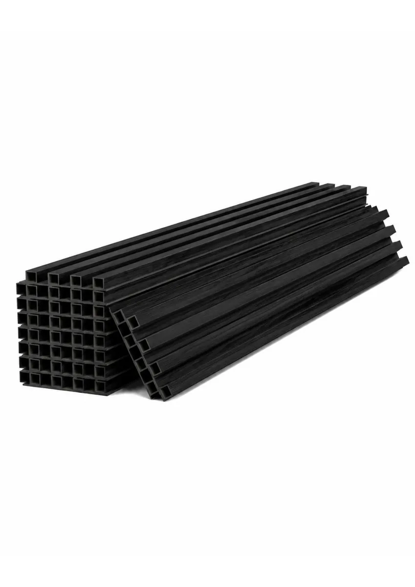 Premium WPC Wood Fluted Wall Cladding Panels - 10 Pcs - BatMan Black
