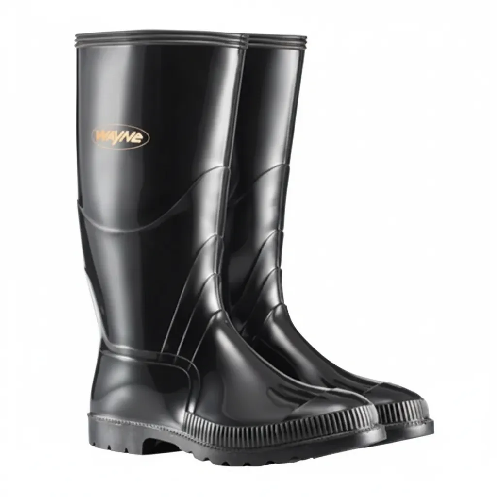 Wayne Gumboots Men's Knee-High Waterproof Rubber Boots - Black
