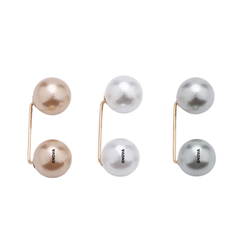 Enova Elegant Pearl Safety Brooch Pin for Necklines Sweaters & Dresses