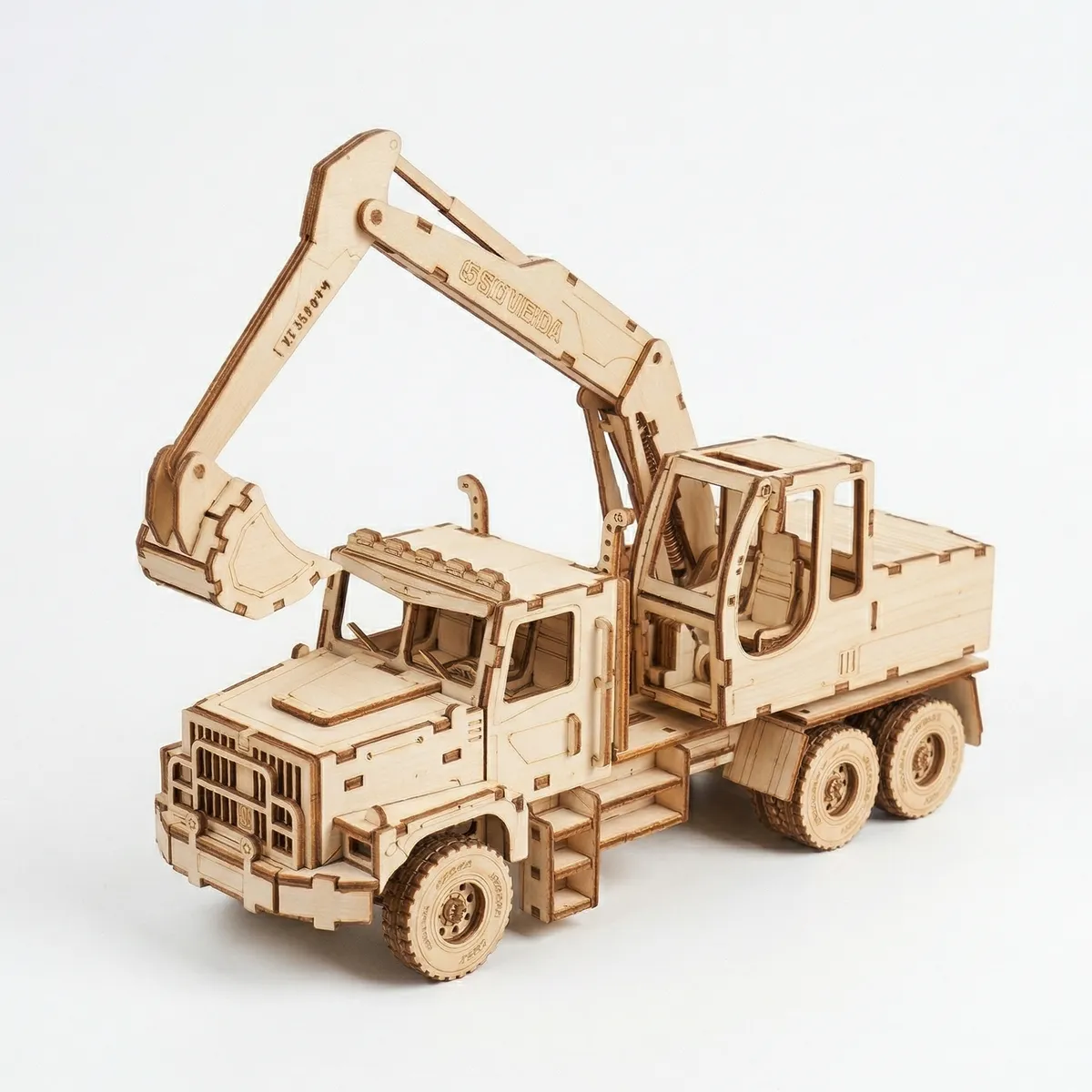 DIY 3D Wooden Mechanical Excavator Puzzle-STEM Educational Toy (177 Pieces)