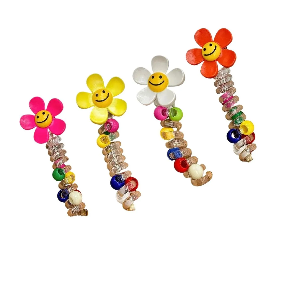 No Damage Soft Elastic Spiral Hair Ties 4 Pack