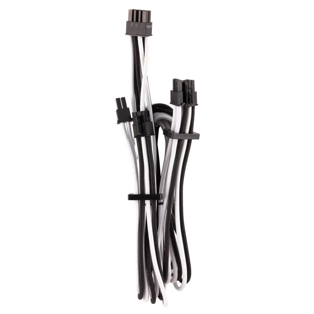 Corsair Individual Sleeve PCIe Cables Dual Connector Type4 Gen4 White/Black