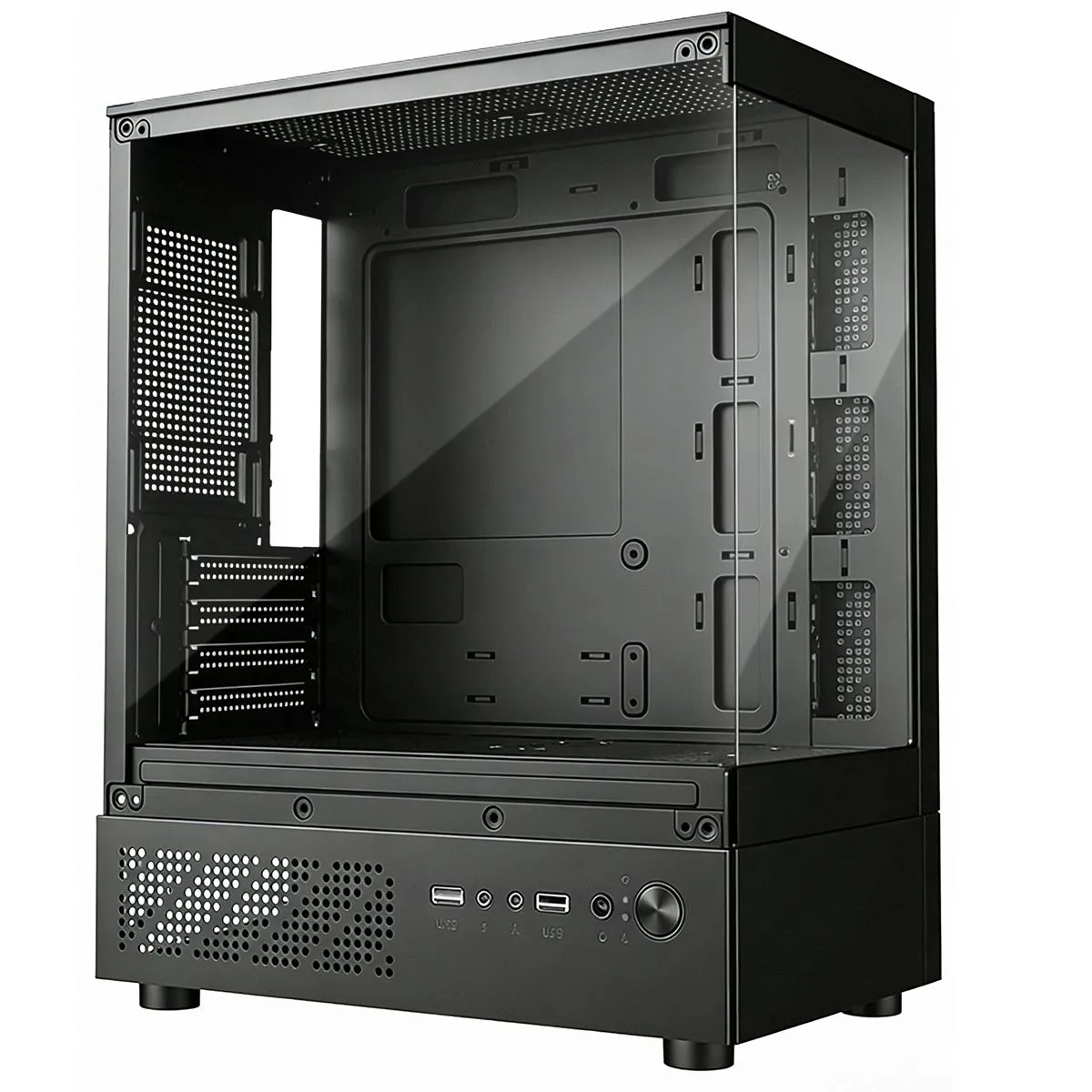 PC CASE Computer Case with Full-View Compact ATX Mid-Tower PC Gaming Case - Black