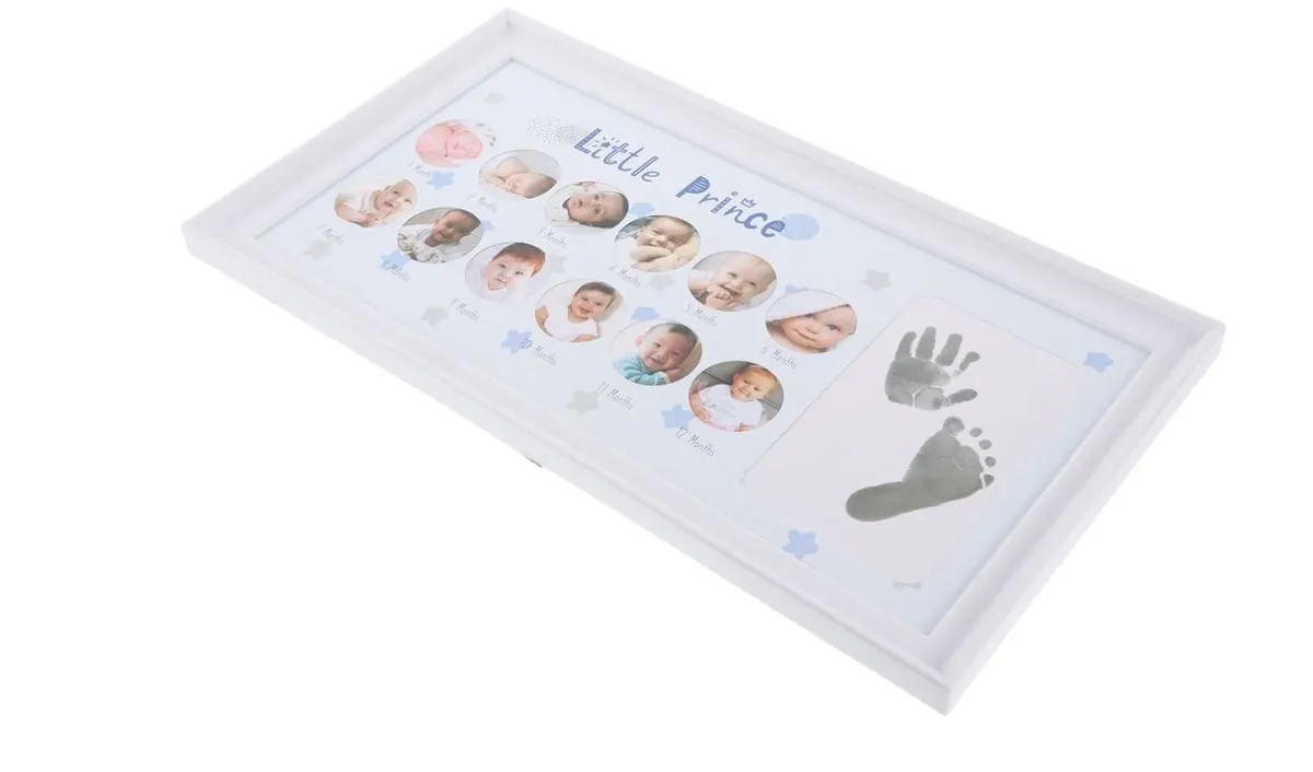 Baby Milestone Photo & Handprint Frame - Blue