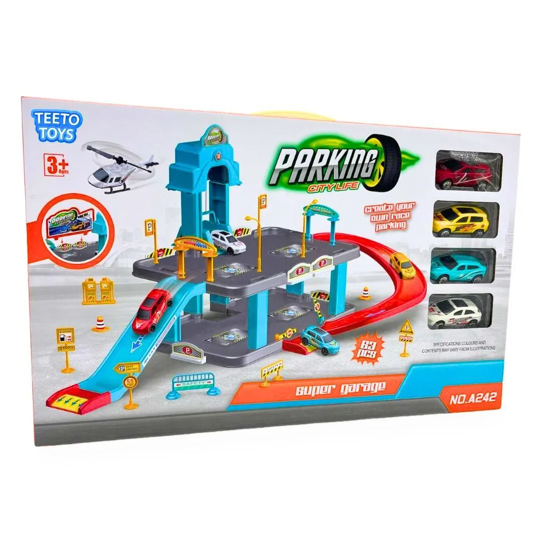 City Life Parking Lot Play Set - Track and Slot Cars - Toys for Boys