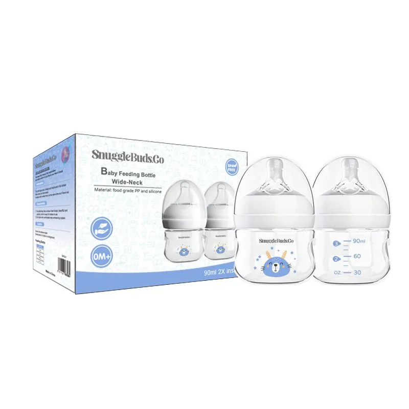 Snugglebuds.Co Wide Neck Baby Bottles 90 ml 2-pack