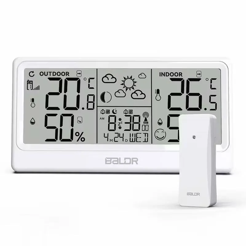 8.5-Inch LCD Weather Station with Wireless Forecast Sensor, White
