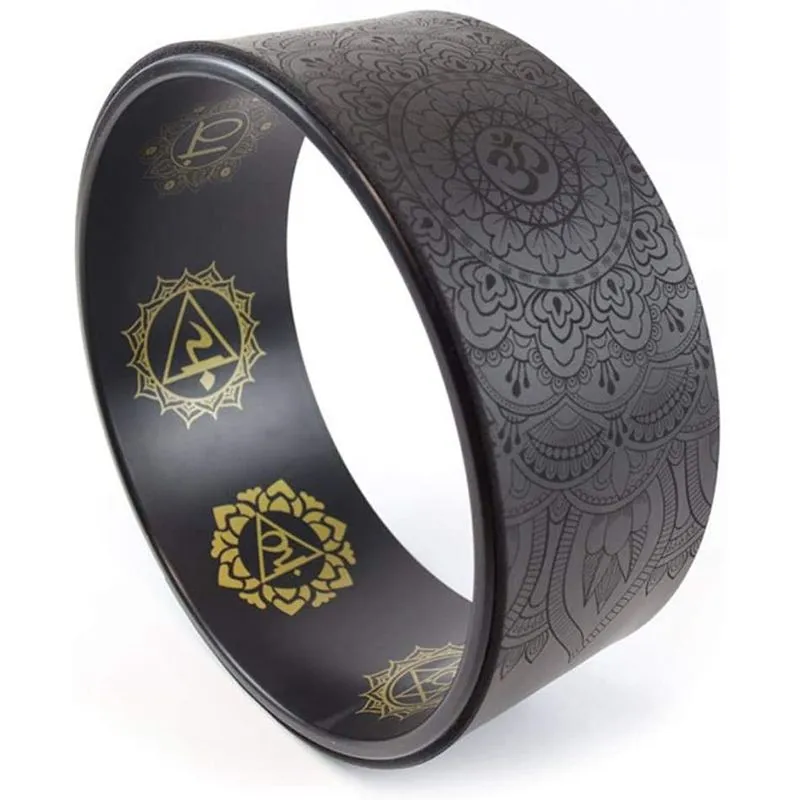 Yoga Wheel Natural Yoga Auxiliary Wheel Massage Mandala Pattern Wheel