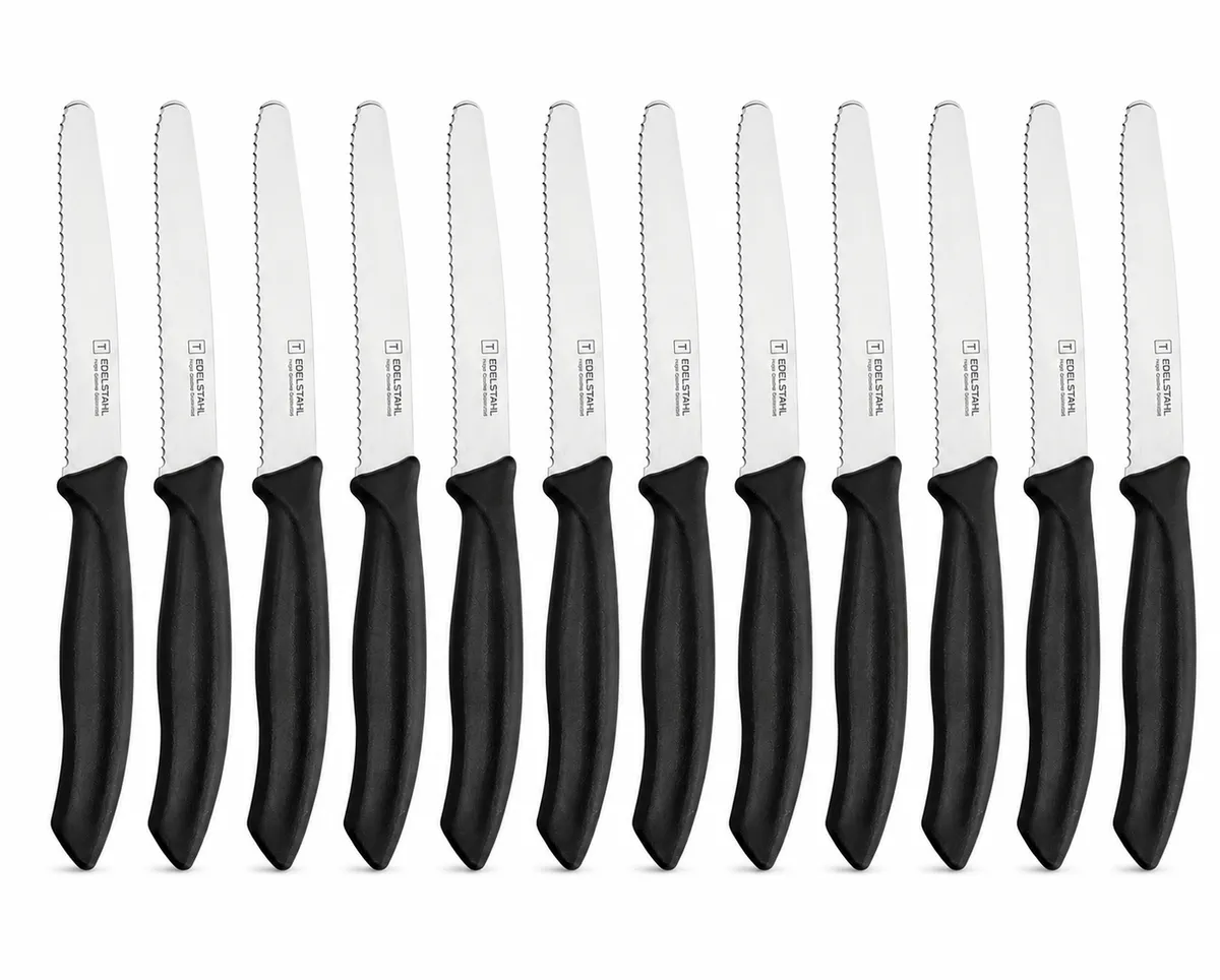 Edelstahl Stainless Steel Serrated Paring Knife, Ergonomic Handle: 12-pack