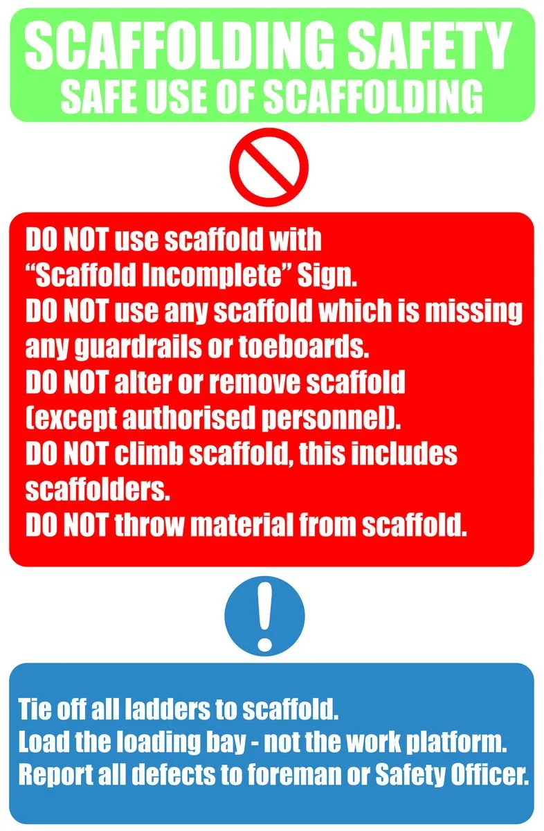 Scaffolding Safety Safe Use Of Scaffolding 40x60cm Sign -10 Pack.
